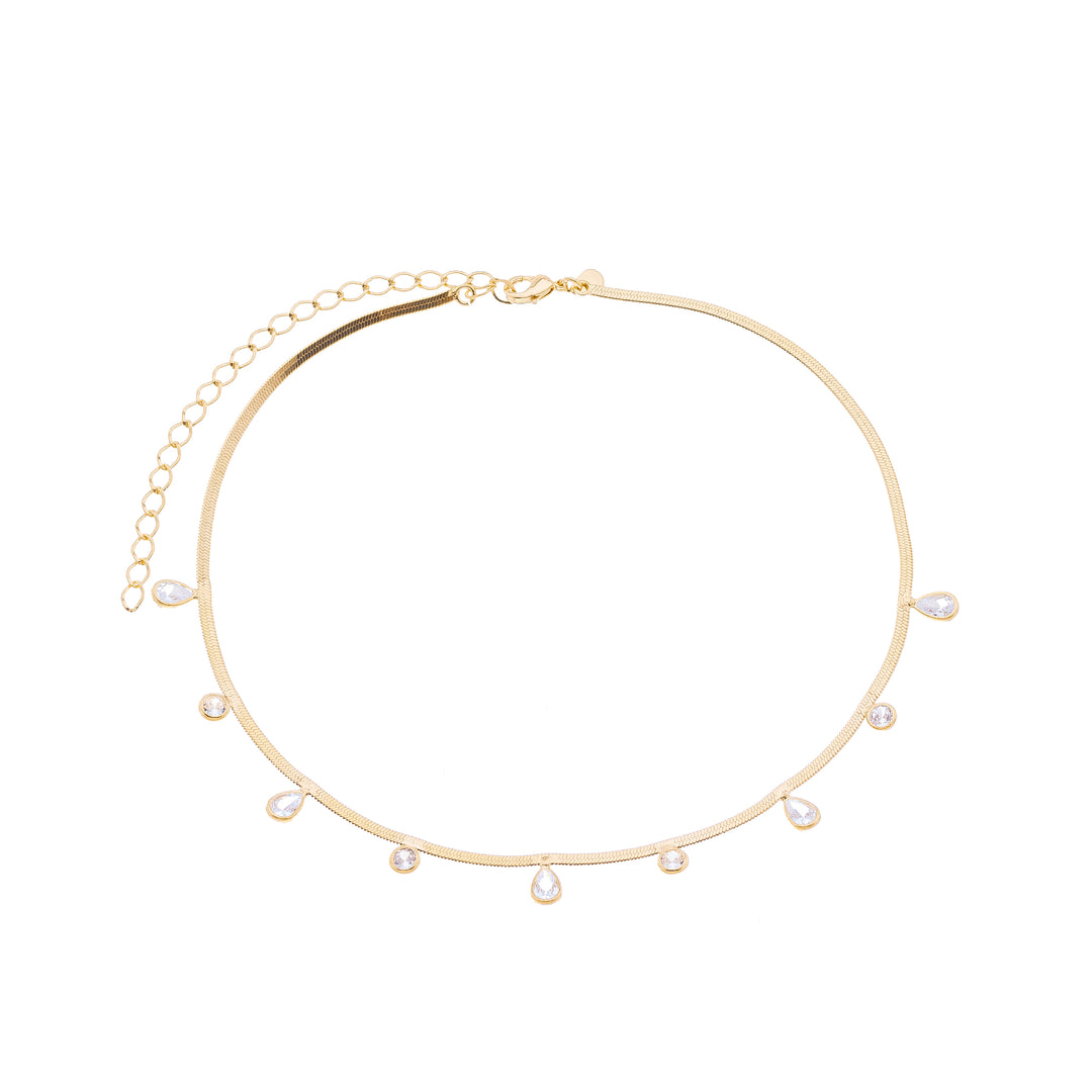 Choker Fita com  Zircônias